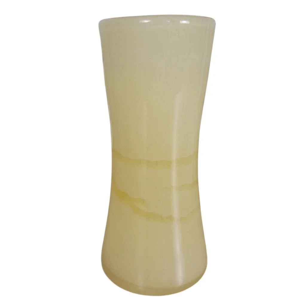 VTG MCM 1960 Butterscotch‎ Hand Blown Hung Glass Vase 6.25